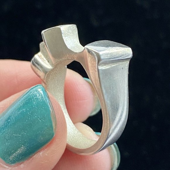 Chunky Handmade Geometric Sterling Silver Don Dietz Ring Size 5.75 TW 11.3 G - Picture 4 of 12